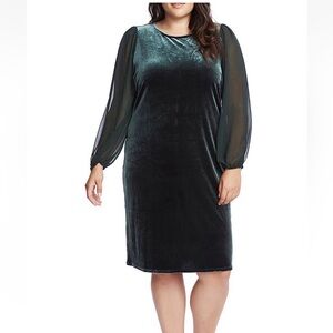Vince Camuto Plus Size Long Sleeve Velvet Shift Dress Size 1X